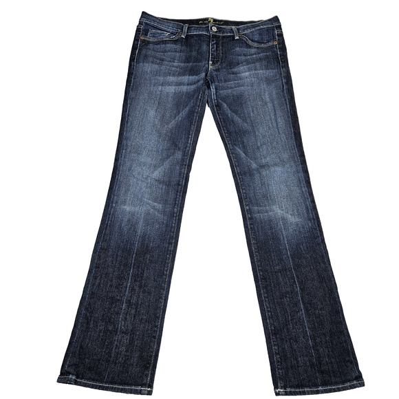 7 For All Mankind Y2K Vintage Womens 32 Jeans Low Rise Straight Leg Blue Denim - Picture 3 of 16